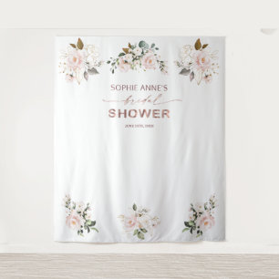 Pink Blush Floral Rose Gold Bridal Shower Prop Tapestry