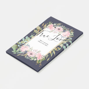 Pink Blush Floral Sage Greenery Wedding Post-it Notes