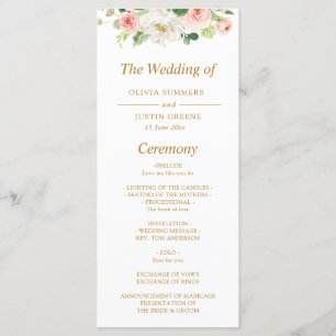 Pink blush floral wedding program