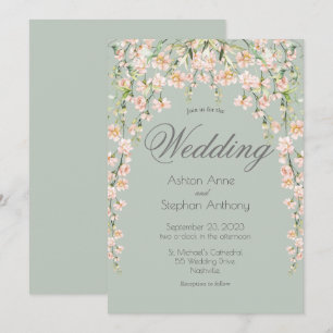 Pink Blush Floral Wildflowers Chic Elegant Wedding Invitation