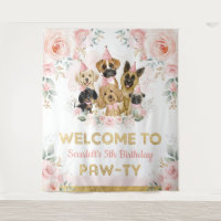 Pink Blush Flower Puppy Dogs Baby Girl Welcome