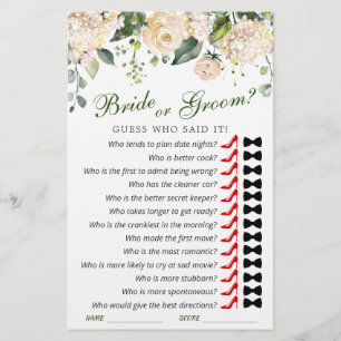 Pink Blush Flowers Greenery Bridal Shower Game
