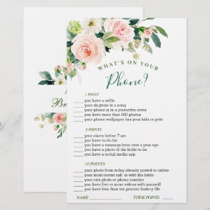 Pink Blush Flowers Greenery Bridal Shower Game