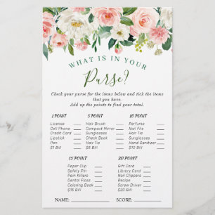Pink Blush Flowers Greenery Bridal Shower Game