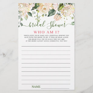 Pink Blush Flowers Greenery Bridal Shower Game