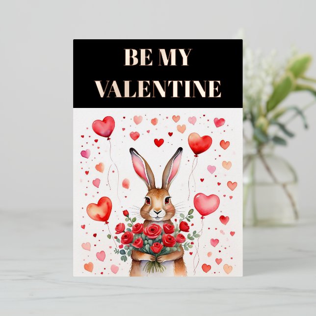 PINK BLUSH FOIL VALENTINE'S CARD EDITABLE (Standing Front)