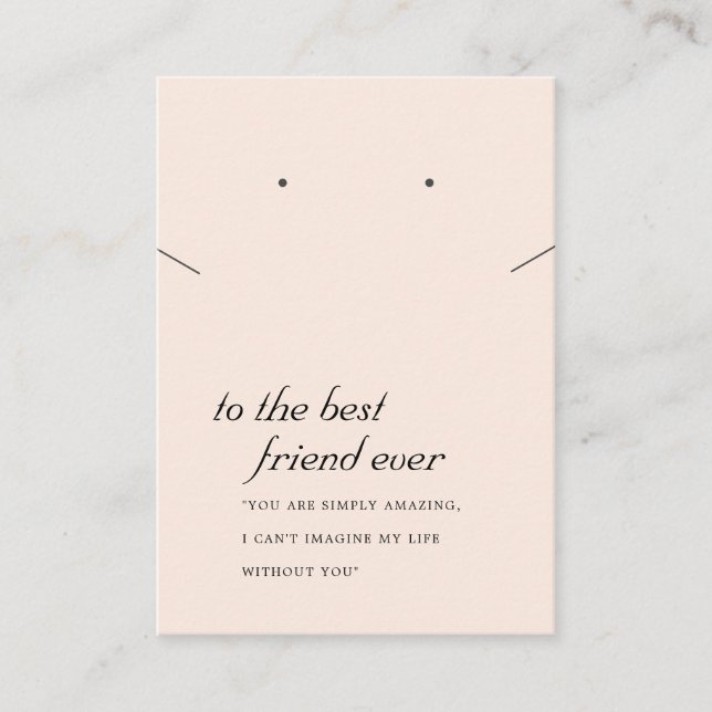 PINK BLUSH FRIEND GIFT NECKLACE EARRING CARD (Front)