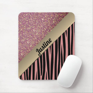 Pink Blush Glam Zebra Print Mouse Pad