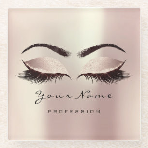 Pink Blush Glitter Makeup Artist Lashes Extension Glass Coaster