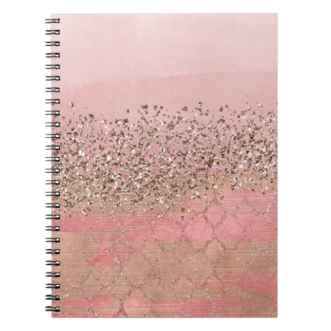 Pink Blush Glitter Moroccan Indian Princess Glam Notebook (Front)