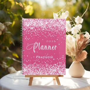 Pink blush glitter name appointment 2026 planner