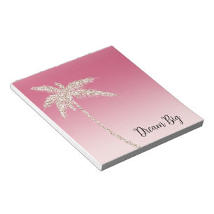 Pink Blush Glitter Palm Trees Ombre Notepad