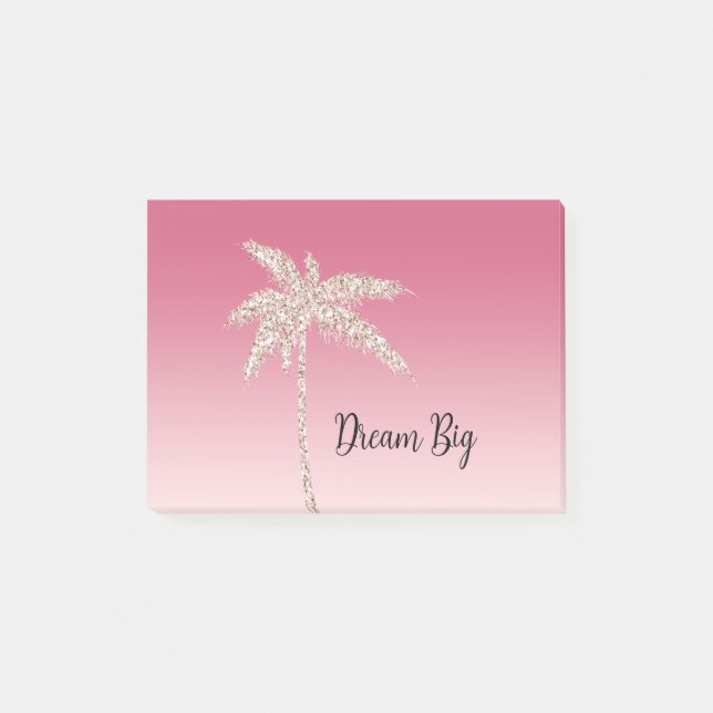 Pink Blush Glitter Palm Trees Ombre    Post-it Notes (Front)