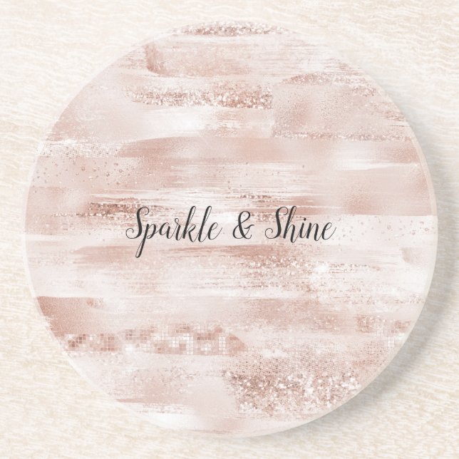 Pink Blush Glitzy Glitter Sparkle       Coaster (Front)