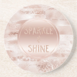 Pink Blush Glitzy Glitter Sparkle Coaster