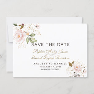 Pink Blush Gold Floral Wedding Save The Date