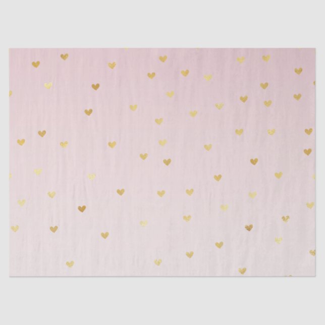 Pink Blush Gold Glam Hearts Tissue Paper (Front)
