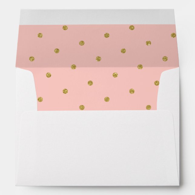 Pink Blush Gold Glitter Polka Dot Pattern Envelope (Back (Bottom))