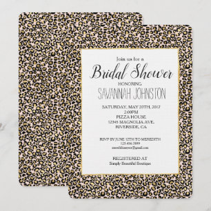 Pink Blush Gold Leopard Print Bridal Shower Invitation