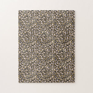 Pink Blush Gold Leopard Print Jigsaw Puzzle