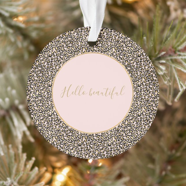Pink Blush Gold Leopard Print Ornament (Tree)