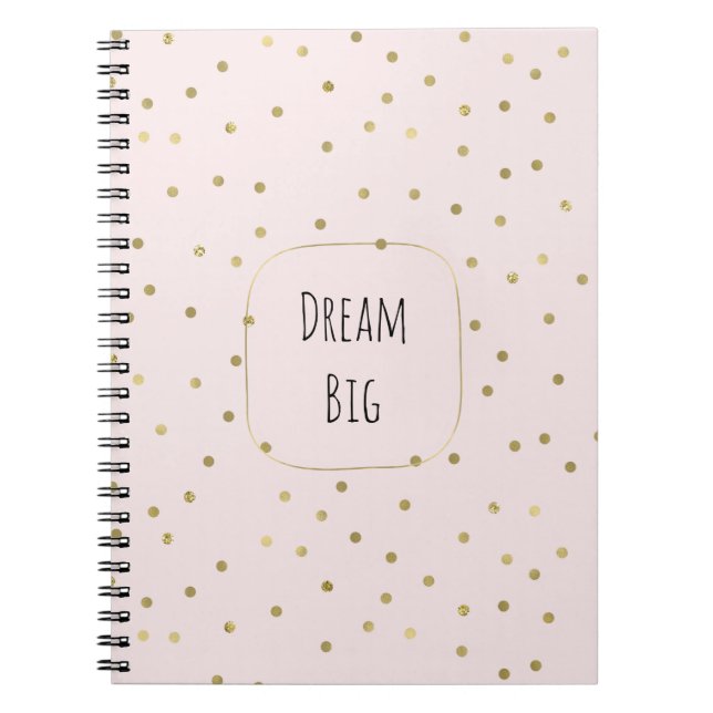 Pink Blush Gold Sparkle Confetti Inspirational Notebook (Front)