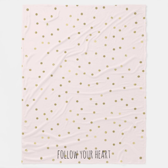 Pink Blush Gold Sparkle Confetti Personalised Fleece Blanket (Front)