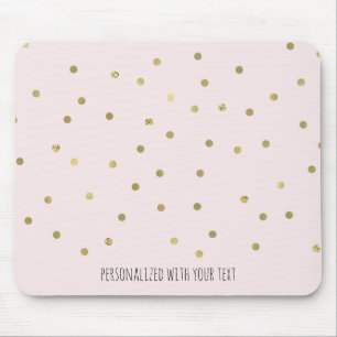 Pink Blush Gold Sparkle Confetti Personalised Mouse Pad