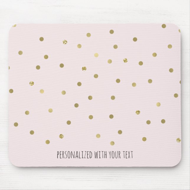 Pink Blush Gold Sparkle Confetti Personalised Mouse Pad (Front)