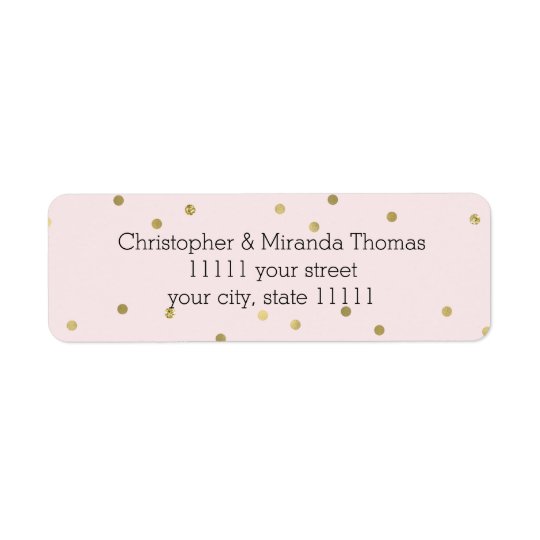 Pink Blush Gold Sparkle Confetti Personalised Return Address Label