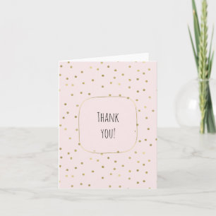 Pink Blush Gold Sparkle Confetti thank you Card