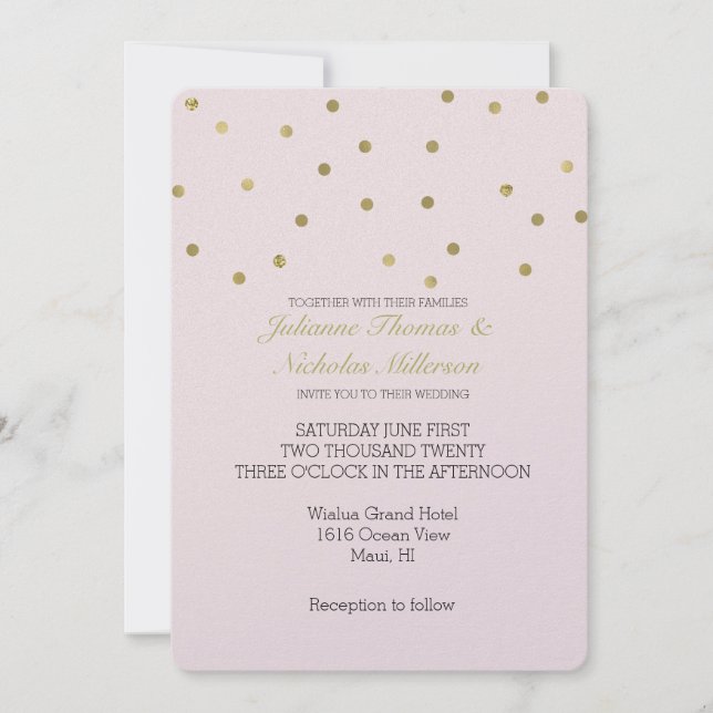 Pink Blush Gold Sparkle Confetti Wedding Invitation (Front)