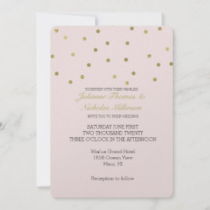 Pink Blush Gold Sparkle Confetti Wedding Invitation