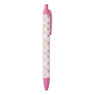 Pink Blush Gold Tufts Black Ink Pen
