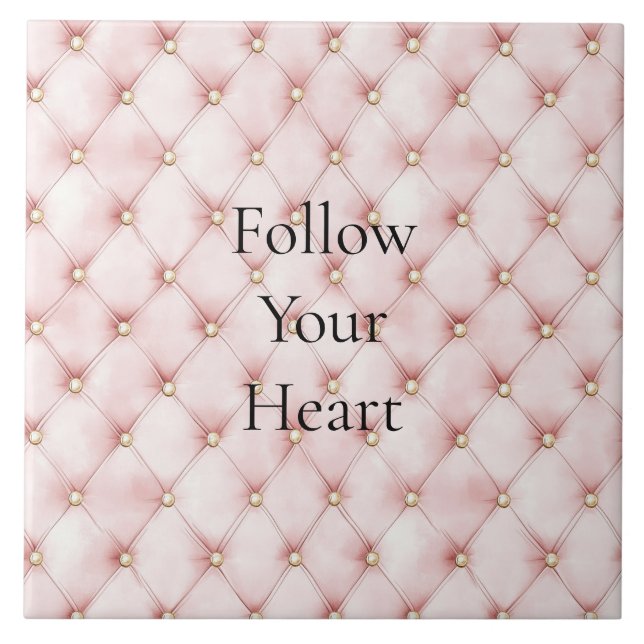 Pink Blush Gold Tufts Ceramic Tile (Front)