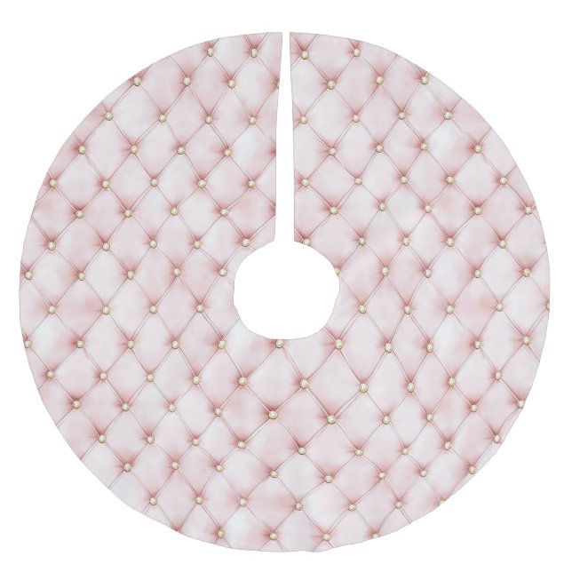 Pink Blush Gold Tufts Christmas Brushed Polyester Tree Skirt (Front)