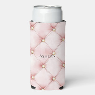 Pink Blush Gold Tufts  Seltzer Can Cooler