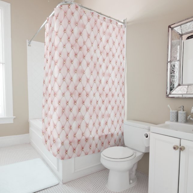Pink Blush Gold Tufts   Shower Curtain (In Situ)