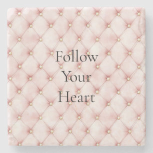 Pink Blush Gold Tufts Stone Coaster