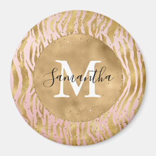 Pink Blush Gold Zebra Print Glitz Sparkle       Magnet