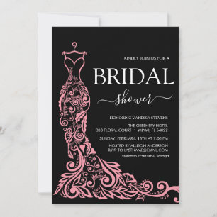  Pink Blush Gown Bridal Shower Invitation