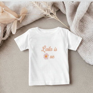 Pink Blush Groovy Daisy Birthday Personalised Baby T-Shirt