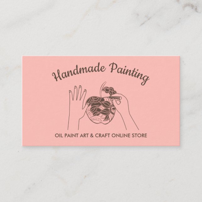 Pink Blush Handmade Hobby Painter Sketch Business Card (Front)