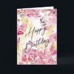 Pink Blush Happy Birthday Watercolor Floral Design Card<br><div class="desc">Pink Blush happy birthday Watercolor Floral Design</div>