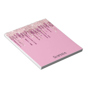 Pink Blush Ice Cream Glitter Drips Personalised Notepad