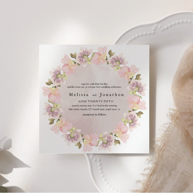 Pink Blush Magnolia Floral Wedding Invitation (Creator Uploaded)