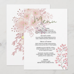 Pink Blush Magnolia Floral Wedding Menu