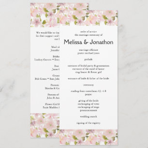 Pink Blush Magnolia Floral Wedding Program