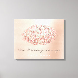 Pink Blush Makeup Artist Beauty Grey Kiss Lips Canvas Print