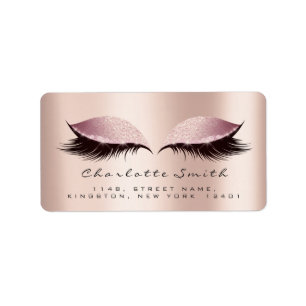 Pink Blush Makeup Lashes Return Address Labels